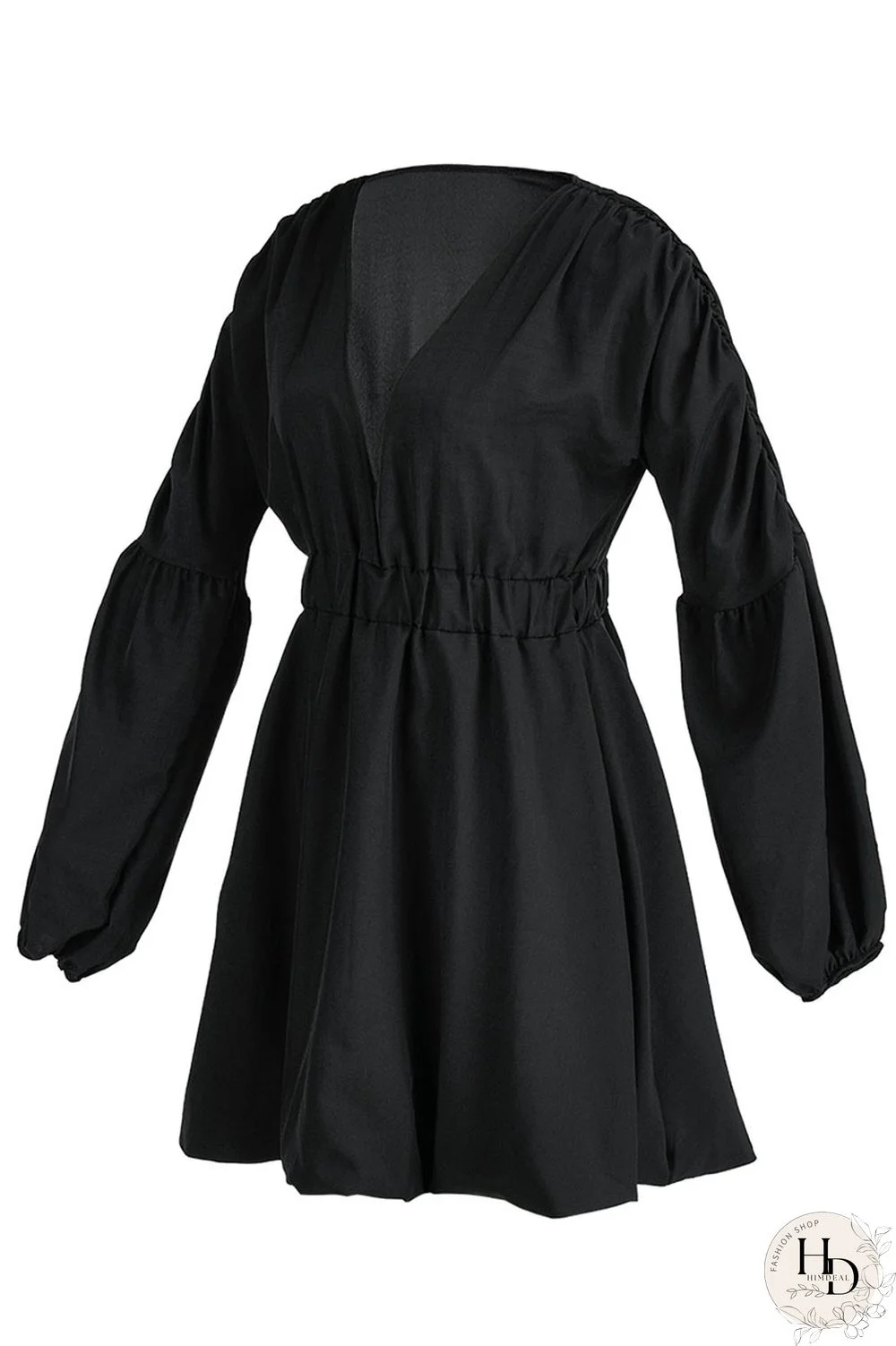 Red Fashion Sweet Solid Patchwork V Neck Lantern Skirt Dresses