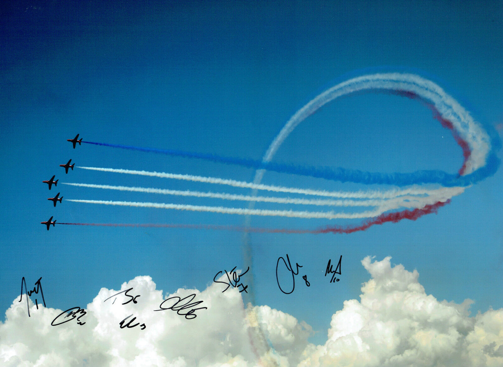 RAF Red ARROWS Display Team Multi (8) Signed 16x12 Photo Poster painting Autograph COA AFTAL