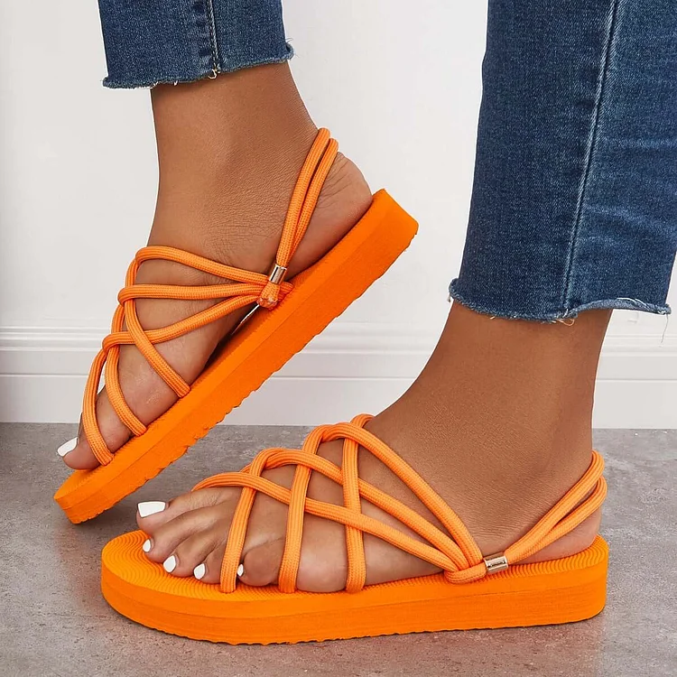 Casual Slip on Platform Heel Ankle Strap Sandals