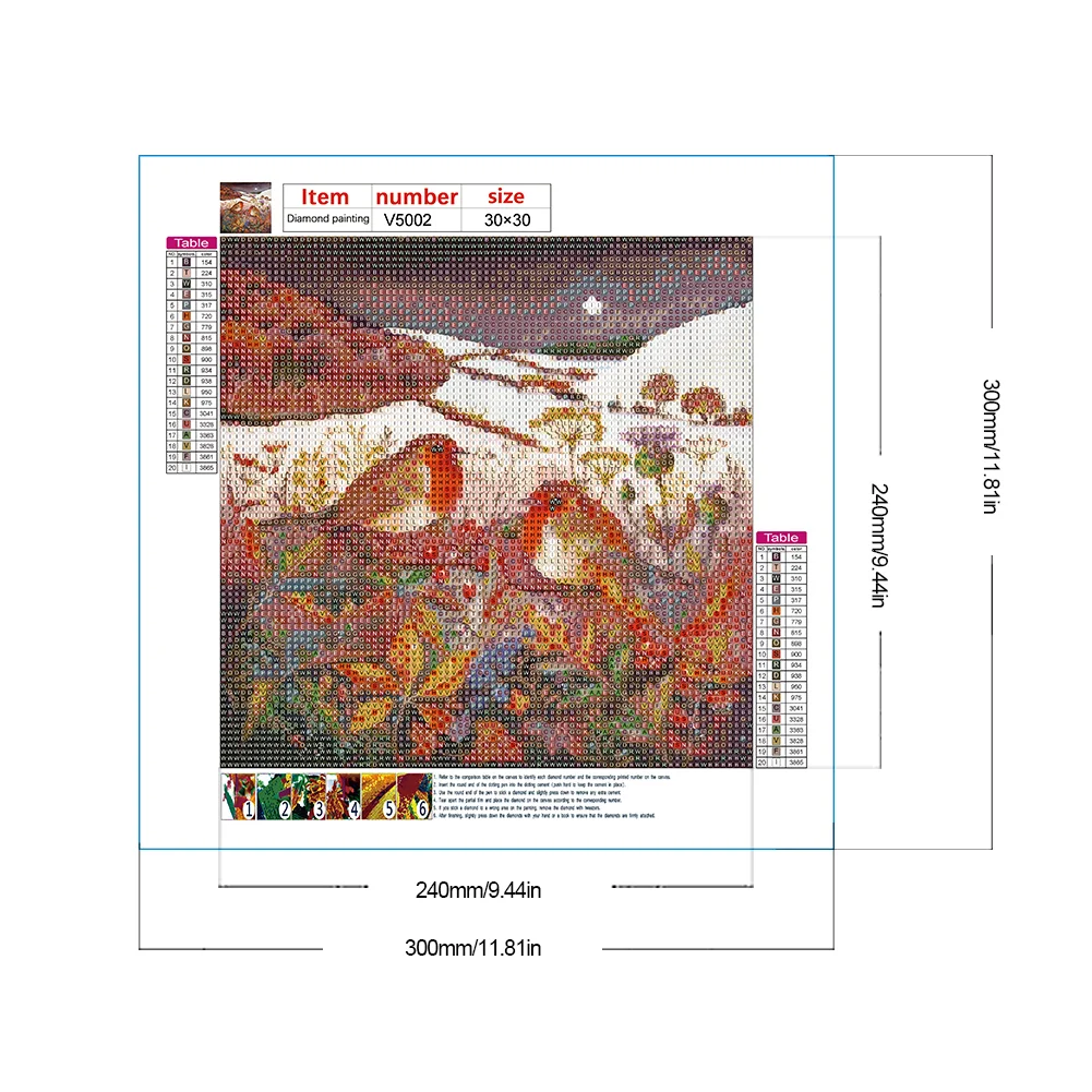 Full Round Diamond Painting 30*30cm - Night Hill Bird