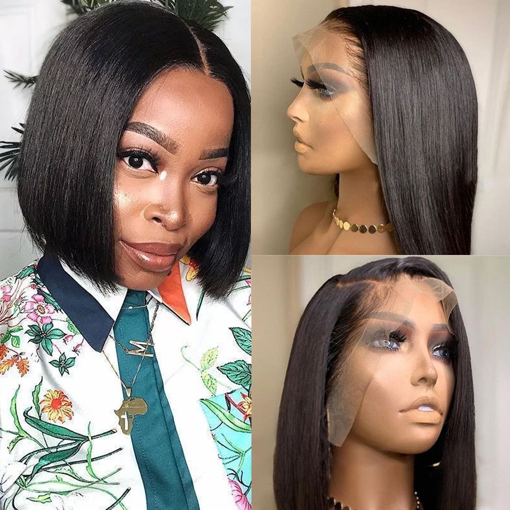 Glueless Wig With Elastic Belt| 🔥Natural Hairline Lace Front Bob Wig Human Hair Pre Plucked with Baby Hair US Mall Lifes
