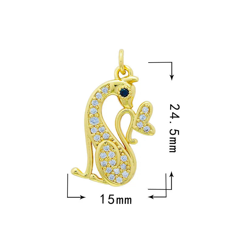 1 Piece 18*20.5mm 19*33mm Copper Zircon Star Moon Heart Shape Pendant