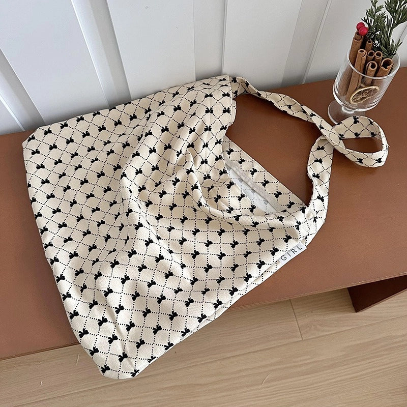 Niche Canvas Bag For Women 2024 New Summer Korean Style Design Sense High Quality Artistic Floral Canvas Bag
