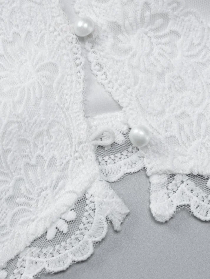 Brownm V Neck Lace Embroidery Cami Top