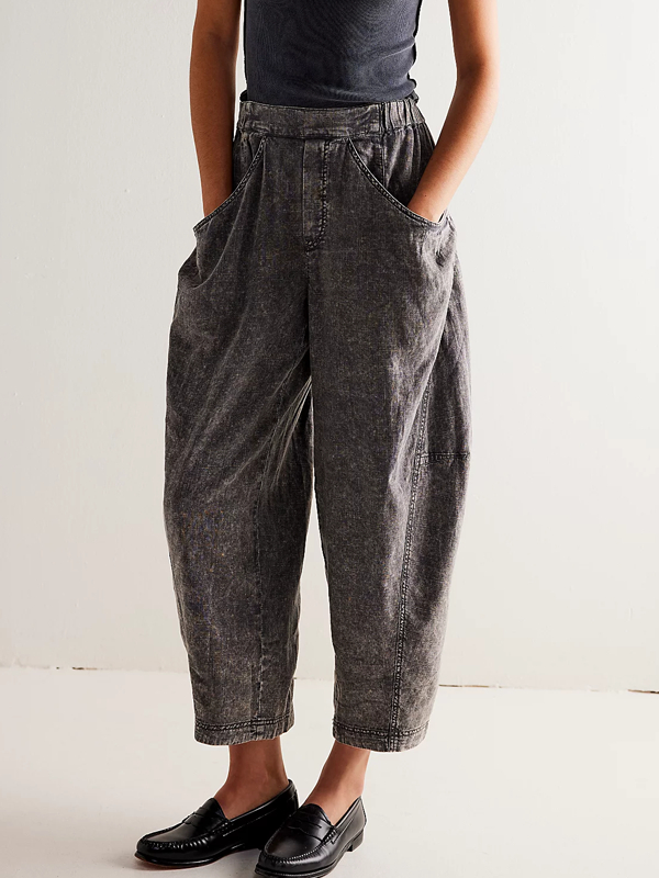 Washed Pull-On Barrel Pants tjj Shicloths
