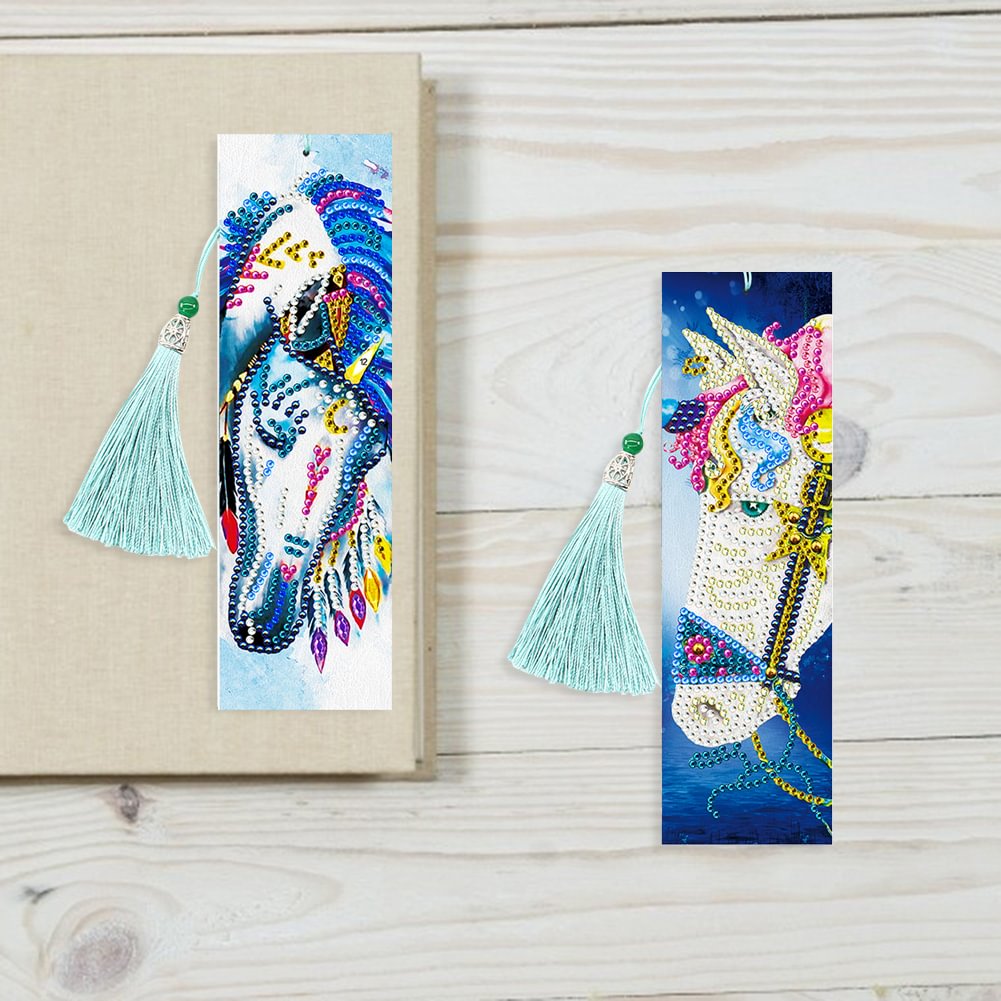 2pcs Leather Bookmark Colorful Horse Bookmark