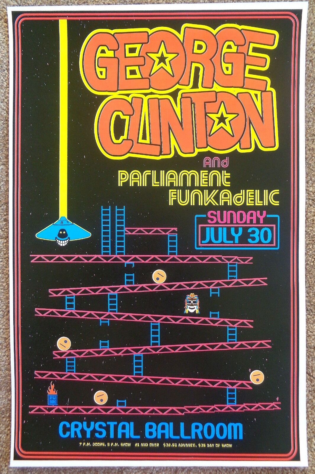 GEORGE CLINTON 2017 Gig POSTER Parliament Funkadelic Portland Oregon Concert