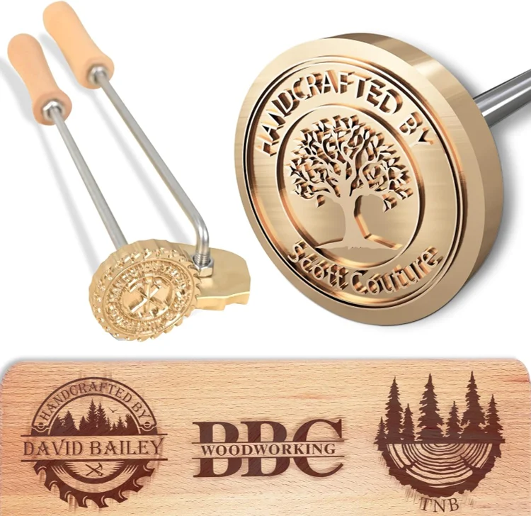 Custom Wood Branding Iron, Personalized Burning Stamp for Leather Meat Food Wood, Flame Heated Metal Stamp with Customized Logo Design, Wedding Party Wood Worker Bread Making Gifts(1 inch)
