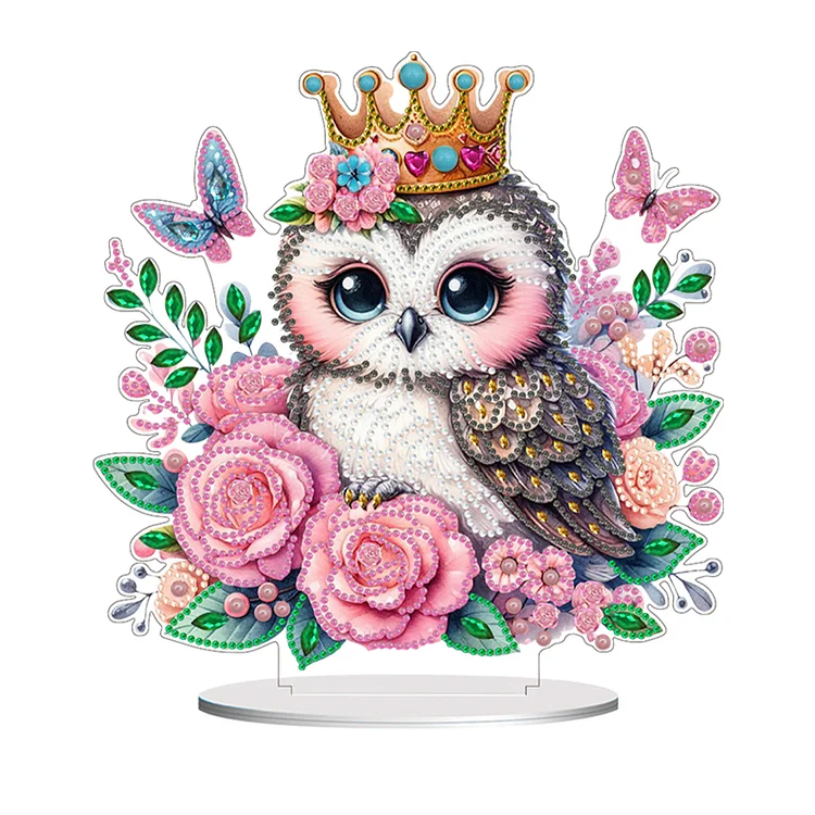 Double Side Special Shaped Flower Owl Diamond Painting Tabletop Ornaments Kit gbfke