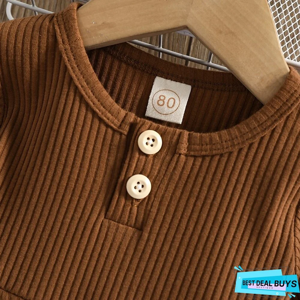 Kids Girls' Dress Solid Colored A Line Dress Above Knee Dress Vacation Cotton Long Sleeve Beautiful Dress 1-5 Years Winter Pink Brown White