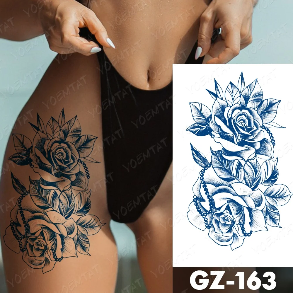 Sdrawing Juice Lasting Ink Waterproof Temporary Tattoo Sticker Genipin Herbal Tatoo Women Body Art Fake Tatto Snake Flower
