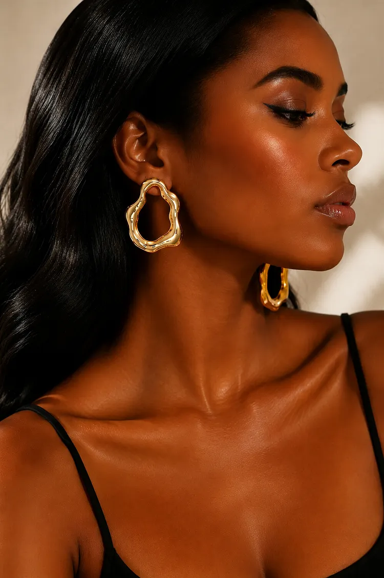 Fashion Gold Abstract Molten Shaped Hoop Earrings 2024 - Xpluswear