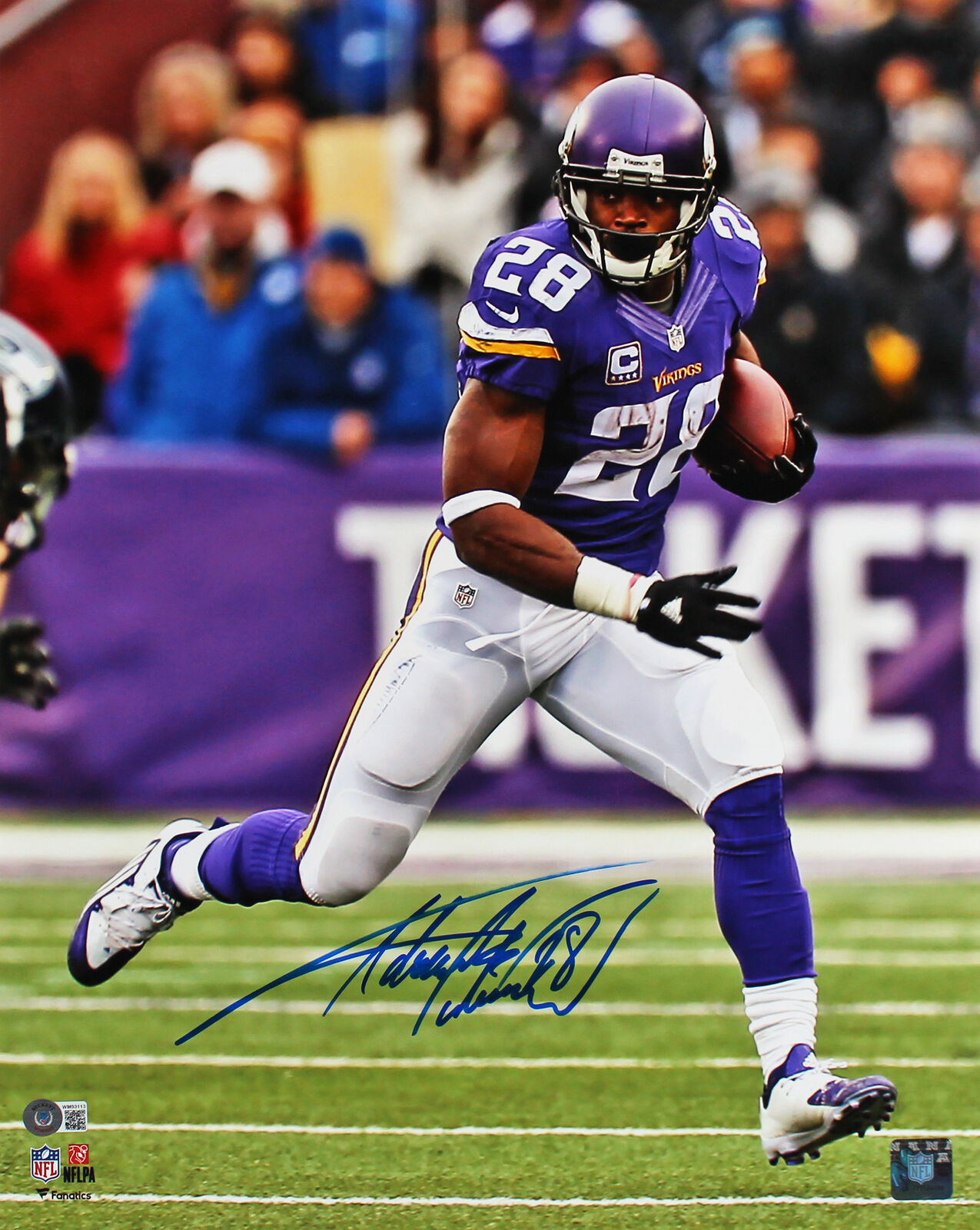 Vikings Adrian Peterson Authentic Signed 16x20 Vertical Photo Poster painting BAS Witnessed