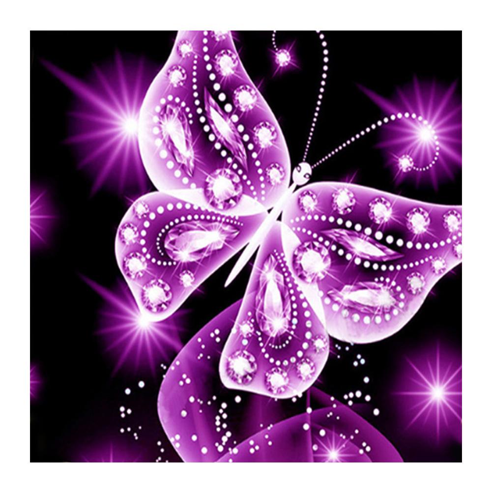 Butterfly Rose Red Round Drill Diamond Painting 30X30CM(Canvas) gbfke