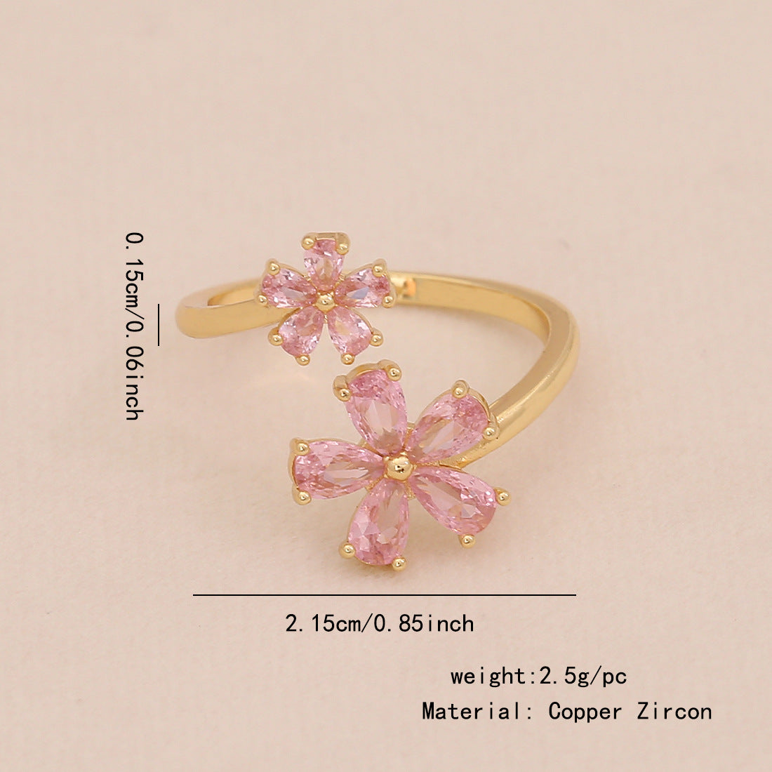 All-Match Love Zircon Open Ring Female All-Match Ins Style Bow Female Ring R118