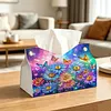 DIY Diamond Art Tissue Box Holder Butterfly Flower PU Leather Diamond Art Desktop Organizer Resin Rhinestone Storage Organizers Gem Art Home Office Decor Craft Gift