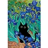 (Big Size)The Black Cat In Van Gogh'S Iris Painting - 11CT Stamped Cross Stitch - 45*65cm