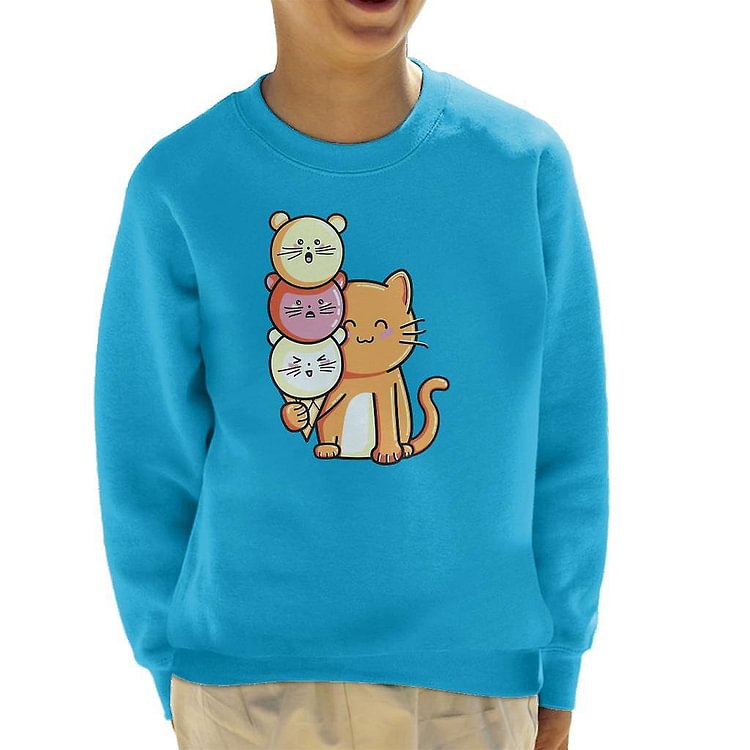 Cat With Micecream Kid's Sweatshirt