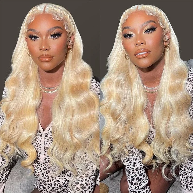 613 Blonde Transparent Lace Frontal Wig Human Hair Pre Plucked Body Wave 180 Density
