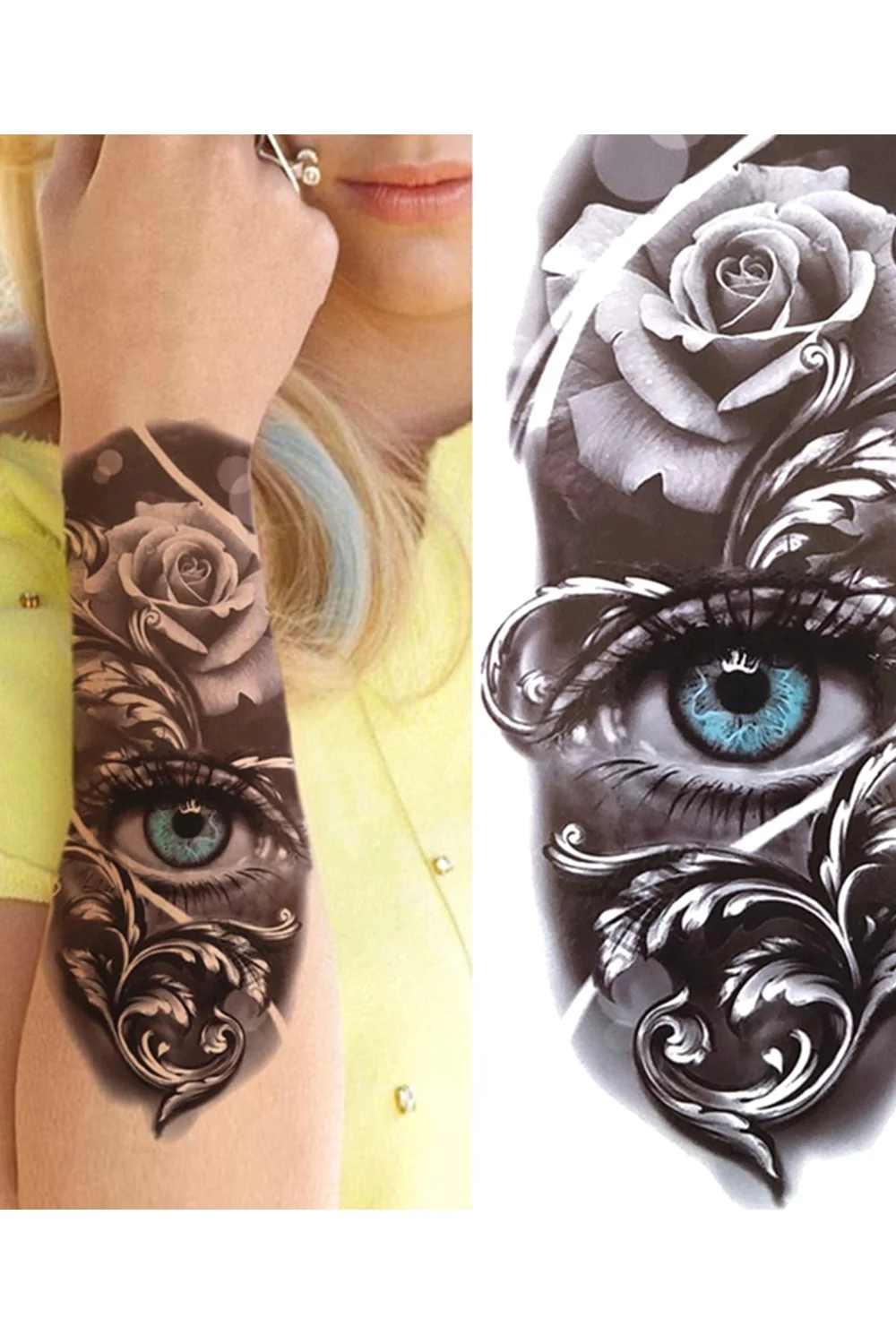  Forest Tattoo Sticker For Men Women Children Tiger Wolf Death Skull Temporary Tattoo Fake Henna Skeleton King Animal Tatoo 921-1