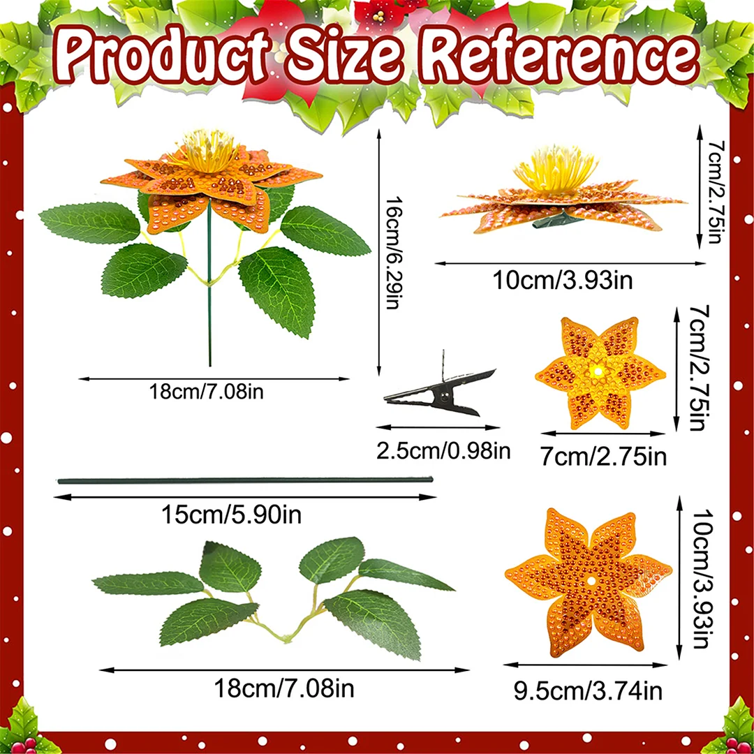 8Pcs 3D Orange Artificial Flowers DIY Desktop Diamond Art Kit Adults Home Decor