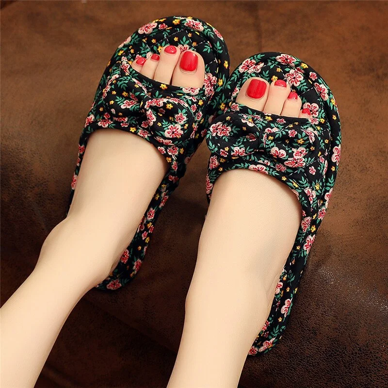 New Silent Women's Slipper Particles Non-Slip House Slippers for Women Soft Bottom Indoor Four Seasons Print Female Slippers