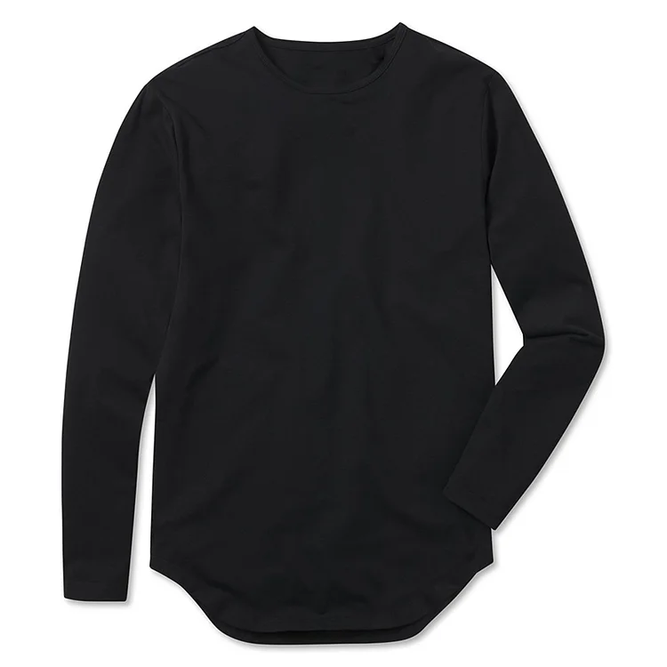 Broswear Casual Men's Solid Color Long Sleeve IrregularT-shirt