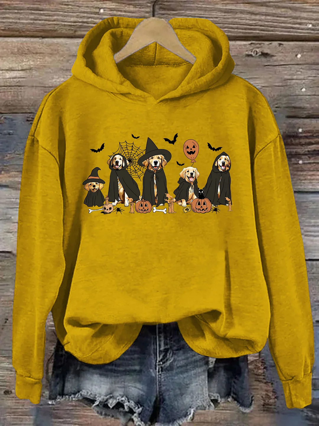 Ghost And Witch Golden Retriever Halloween Hoodie
