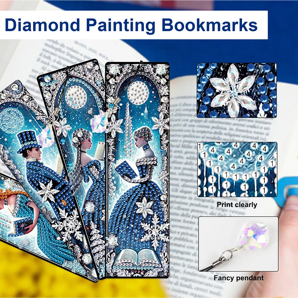 Christmas House A5 Size Diamond Painting Notebook Set with 4Pcs Bookmark Gift