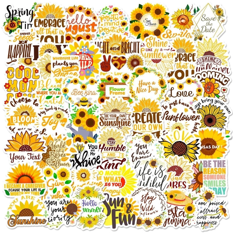 50 PCS/Package Sunflower Letter School PP Minimalist Stickers