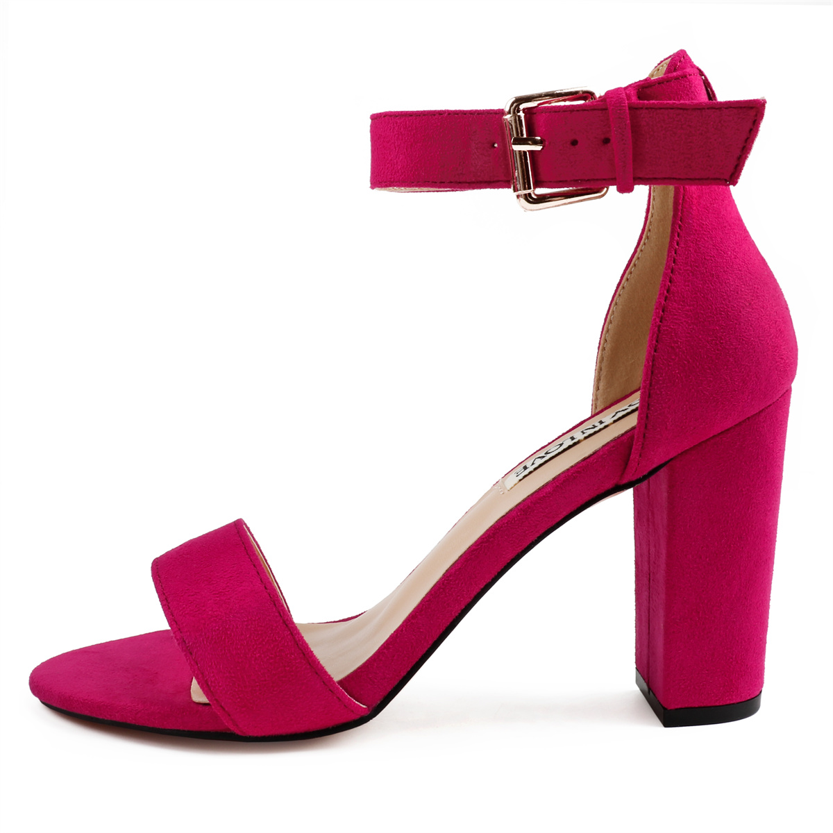 3.54"/9cm Chunky Block High Heels Ankle Strap Heeled Sandals