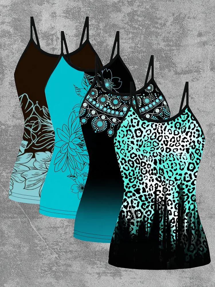 4pcs Set New SpringSummer European And American Womens Camisole With Digital Geometric