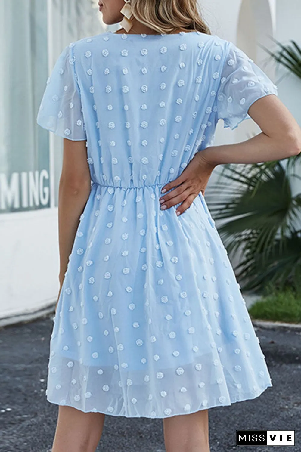 Fashion Sweet Solid Split Joint V Neck A Line Dresses