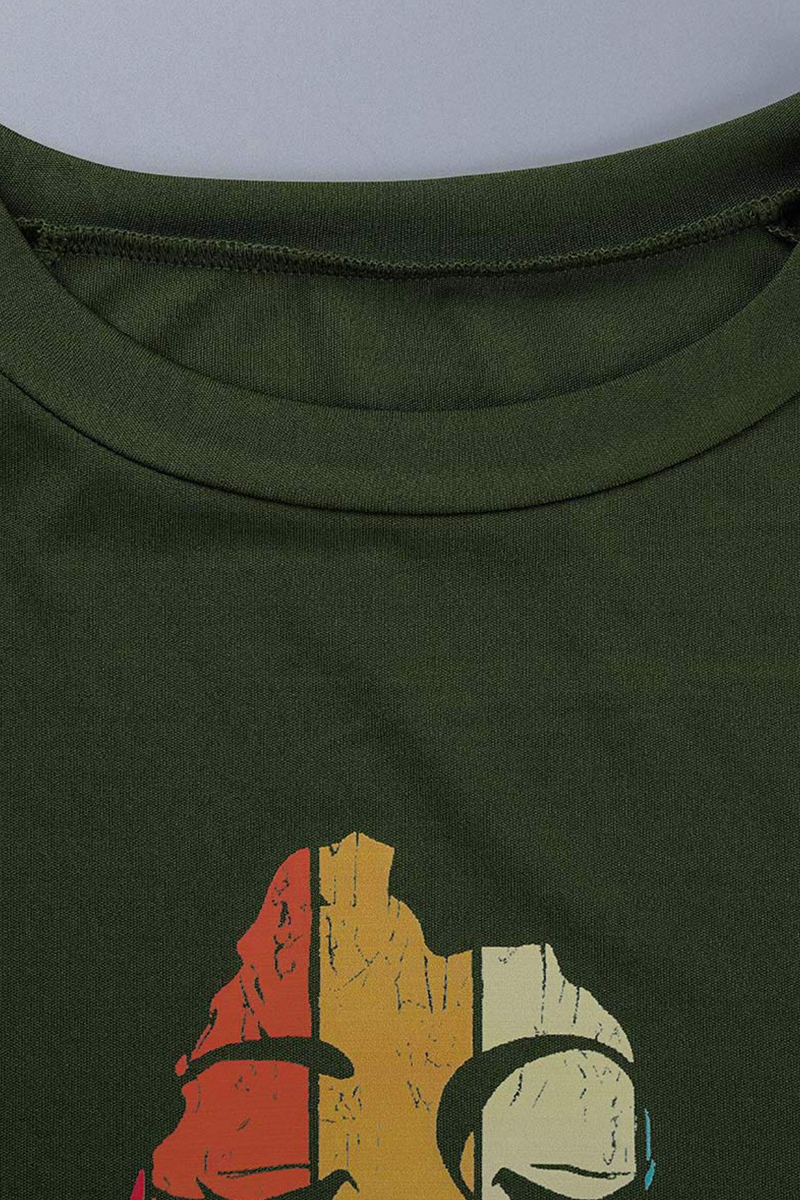 Rose Red Fashion Casual Print Patchwork O Neck Long Sleeve Two Pieces