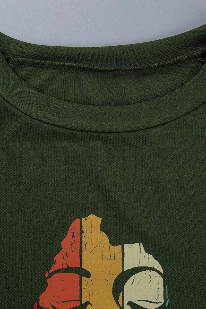 Rose Red Fashion Casual Print Patchwork O Neck Long Sleeve Two Pieces