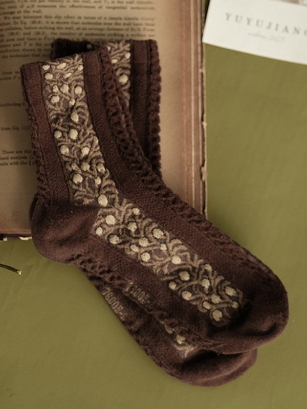 Vintage Jacquard Cotton Socks Accessories