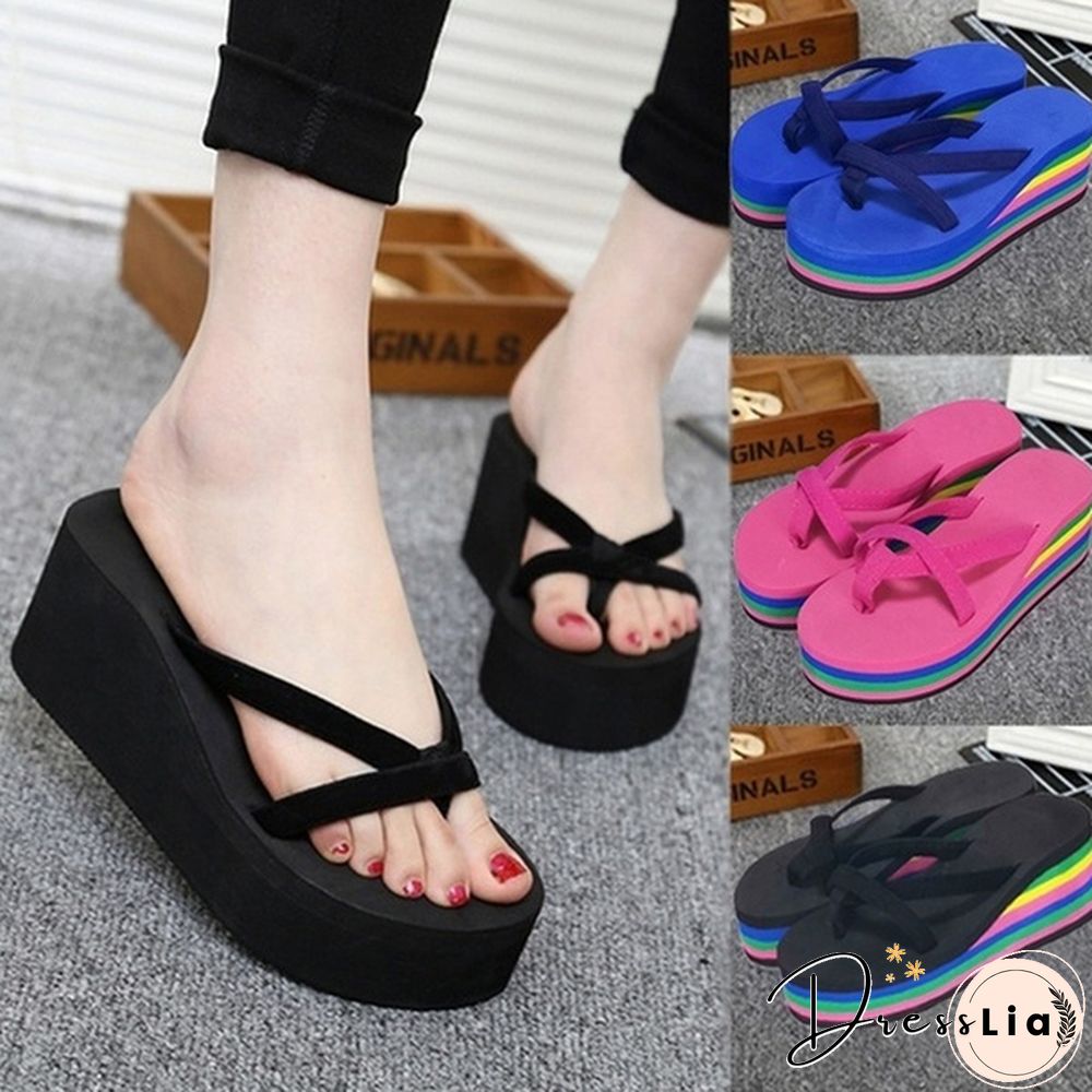 7 Colors Fashion Women Summer Casual Flip Flops Beach Slippers Sandals Summer Wedge Sandals Shoes