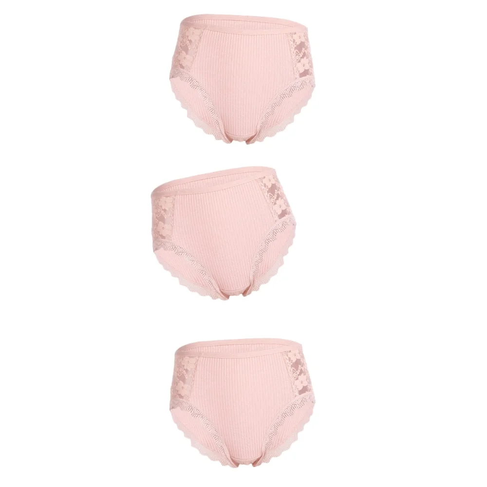 3PCS Hot Sale Cotton Panties Comfot Seamless High Waist Women's Panties Solid Lace Briefs Underwear Sexy Plus Size Underpants