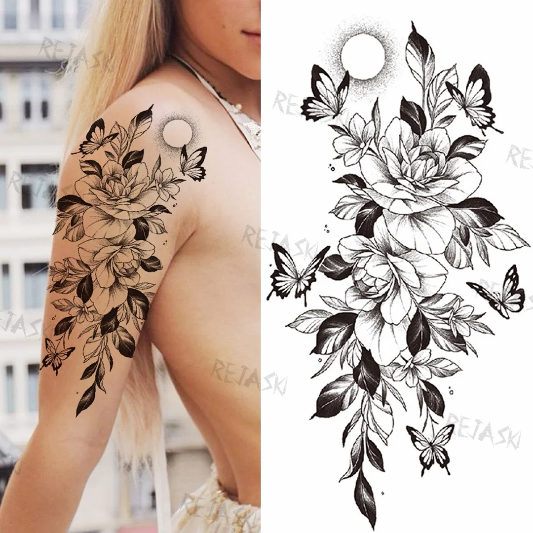 Sdrawing Big Lion Crown Temporary Tattoos For Men Women Tiger Flower Cross Skull Realistic Fake Tattoo Body Art Tatoo Sticker
