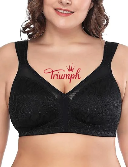 Triumph - Pack de 3 🔥Soutien feminino confort&aacute;vel, sem aro, retr&aacute;til, cobertura total, tamanho grande