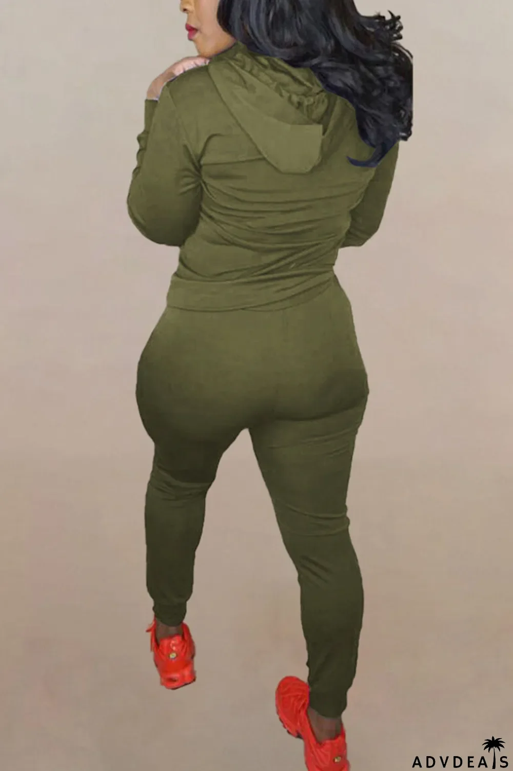 Brown Fashion Solid Ripped Hooded Collar Long Sleeve Two Pieces