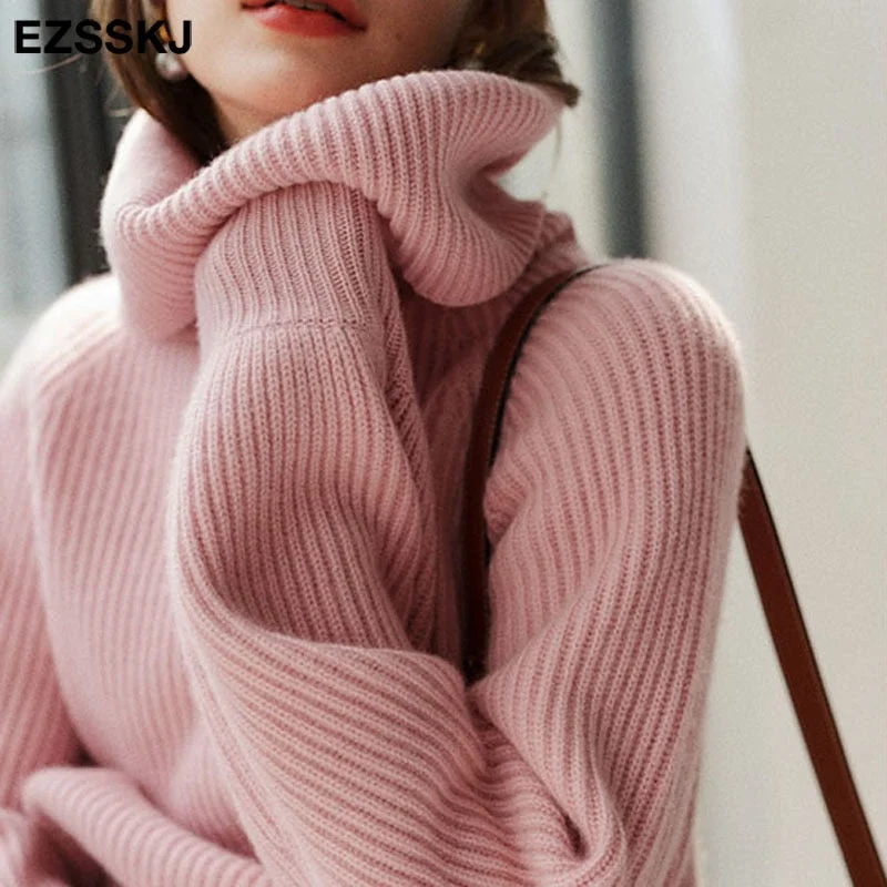 Autumn Winter oversize thick Sweater pullovers Women 2021 loose cashmere turtleneck big size Sweater Pullover for women female