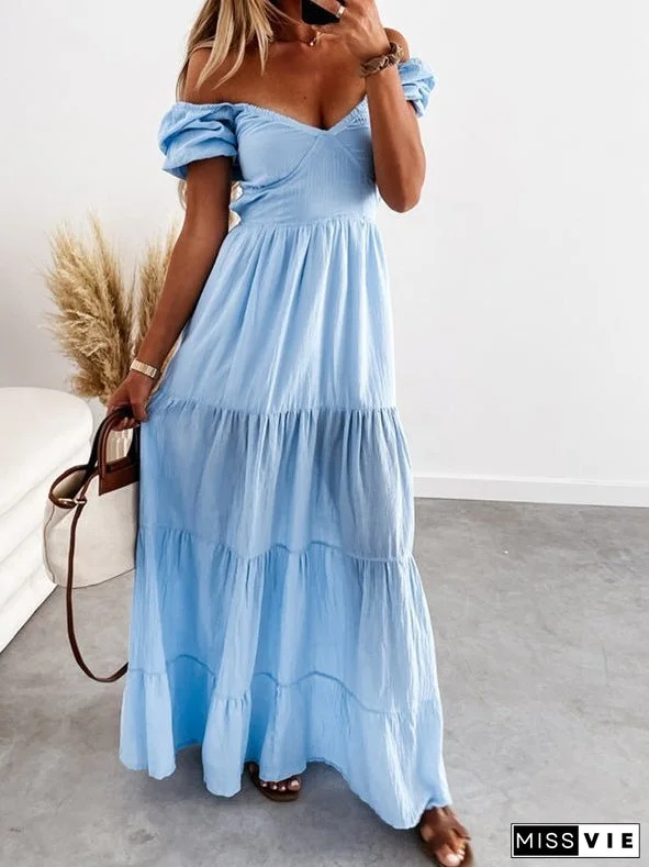 Women's Dresses Short Sleeve Off Shoulder Strap Dress