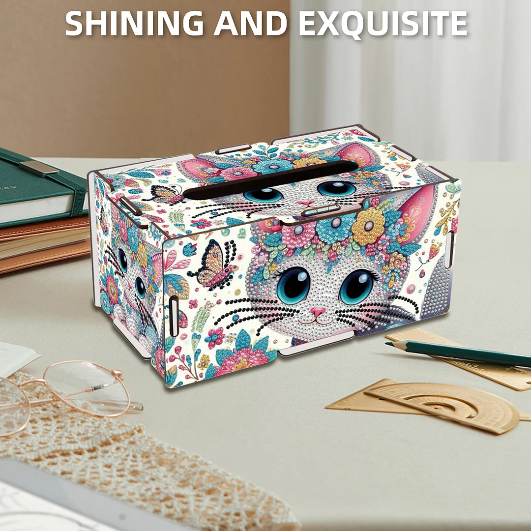 Wooden Diamond Painting Tissue Box for Home and Office Decoration(CZH001)