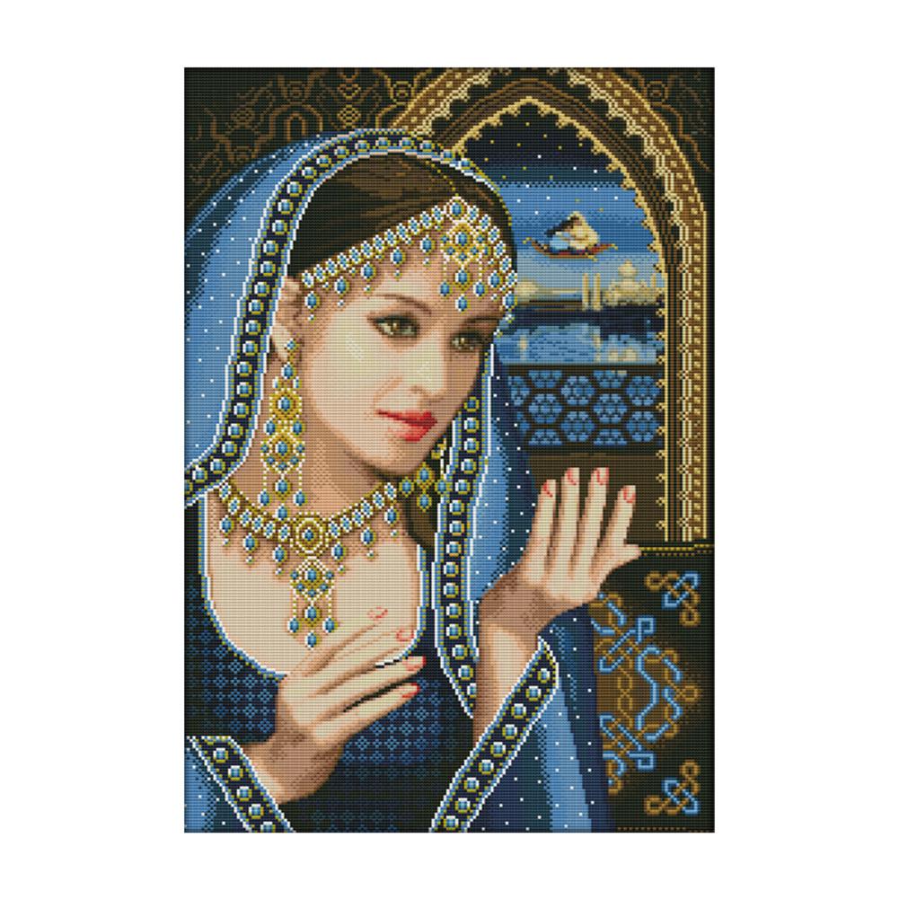 

Indian beauty - 14CT Stamped Cross Stitch - 55*41cm, 501 Original