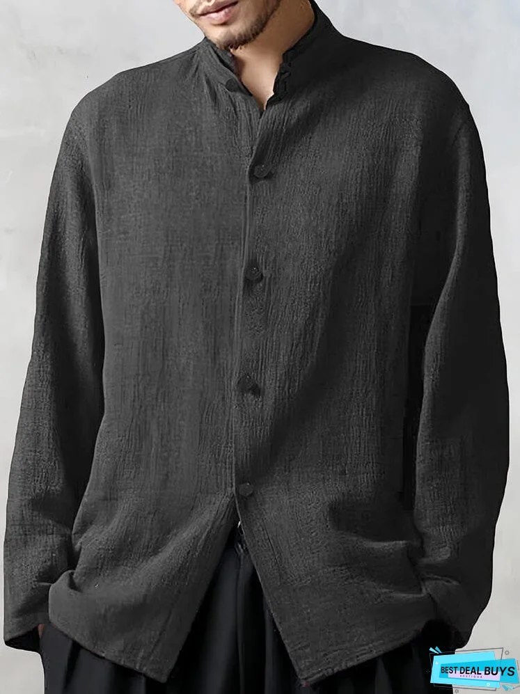 Cotton Linen Loose Fit Long Sleeve Shirt