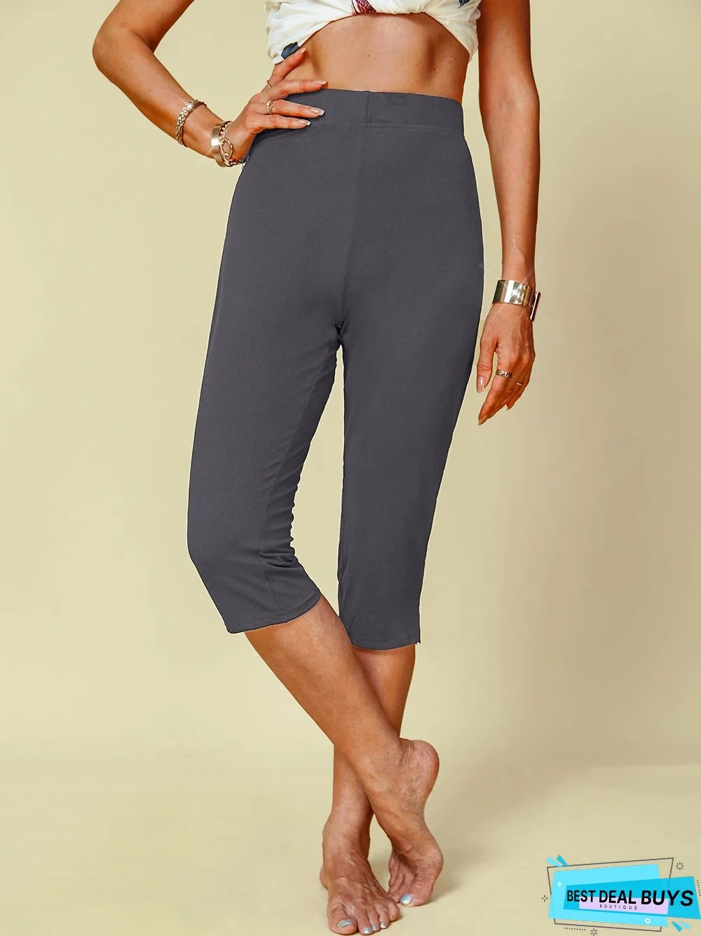 Sheath Cotton Plain Leggings