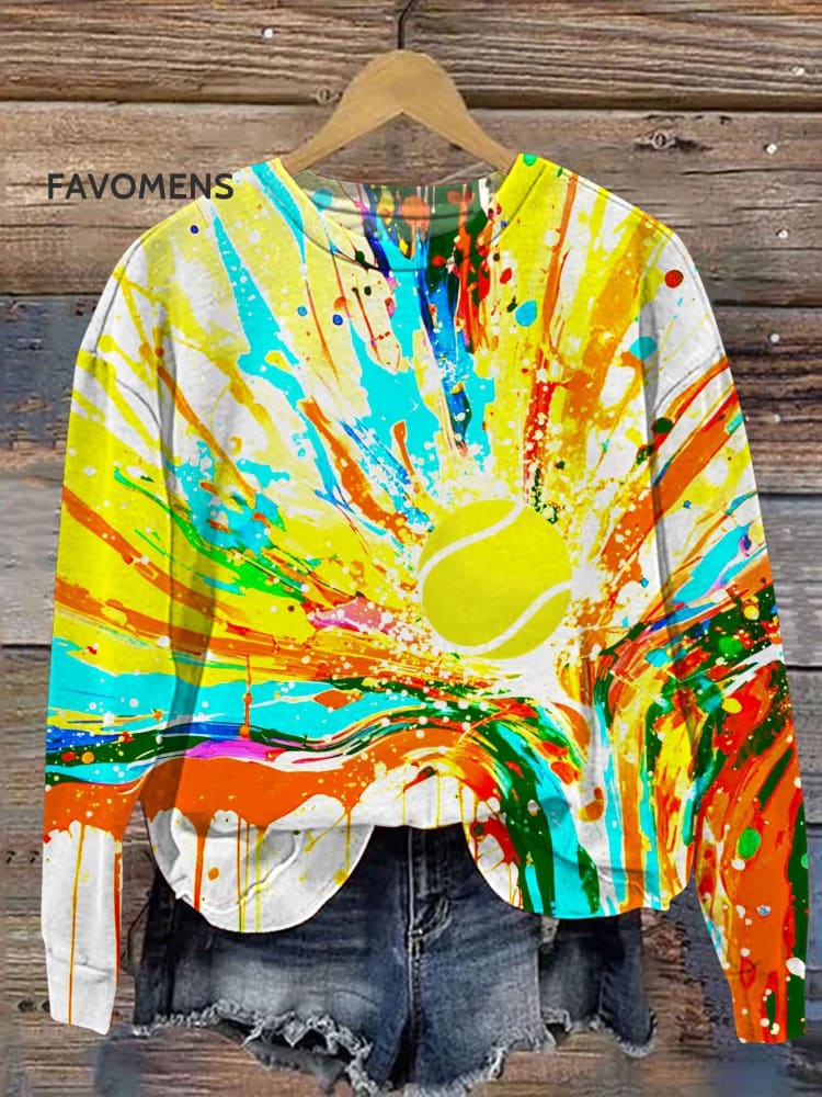 Sport Tennis Splatter Art Casual Sweatshirt Multicolor / S