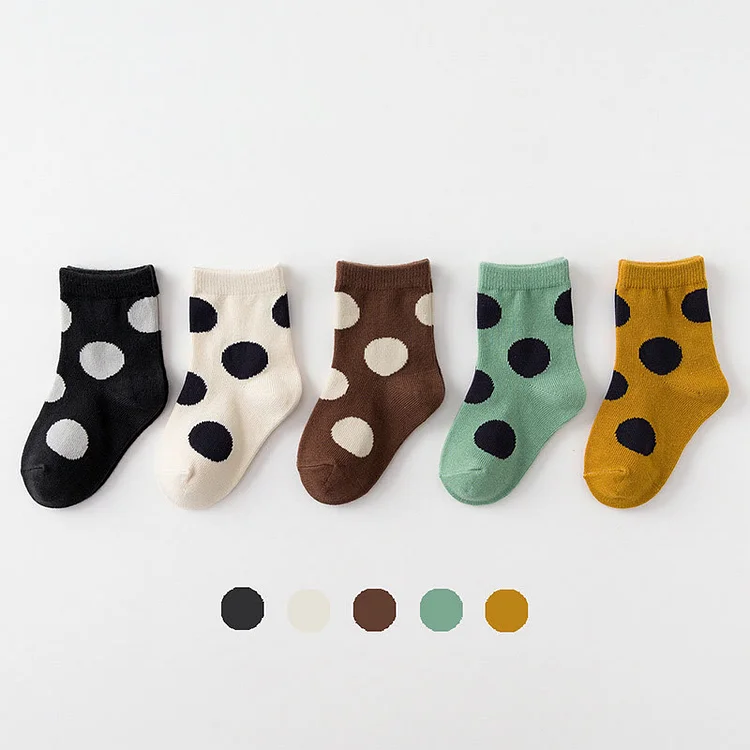 5-pairs Toddler Polka Dot Socks