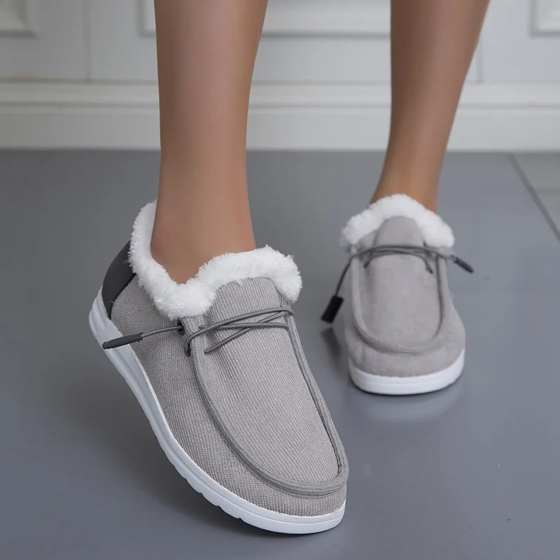 Tanguoant Tanguoant 2023 Winter New Low Top Round Head And Velvet Single Shoes Large Size Casual Women's Shoes